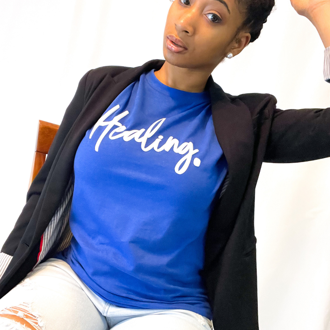 Healing royal blue t shirt. KB Christian Apparel